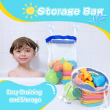 Baby Bath Toys for Kids Ages 1-3, 16PCS Mold Free Bath Toys for Toddlers 2-4 Bathtub Water Table Pool Sand Play Toys, Christmas Stocking Stuffers for Babies & Toddlers