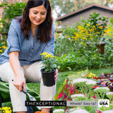 TheXceptional Wheelie Easy-Up | Wheeled Garden Stool with Handles Relieve Pain Getting Up and Down | Gardening Work-Seat with Wheels for Elderly Seniors | Made in USA by Vertex | Model EX530