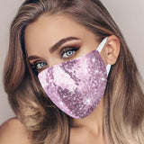 MLGDA Sparkly Sequin Face Cover Glitter Cotton Sequins Masc Masquerade Face Covering (B)