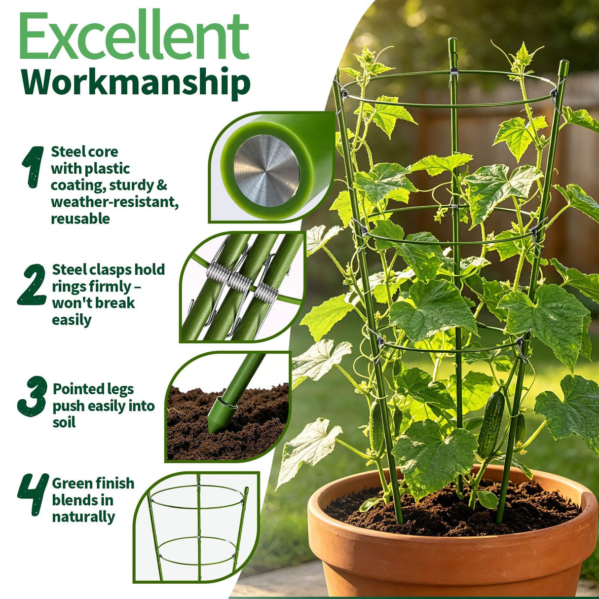 Gootaimi Large Tomato Cages, 24 Inch Tomato Cages for Garden, Plant Support Cages for Tomatoes, Potted Indoor Outdoor Plants, Flower Vine Climbing Plant Tomatoes Trellis, 2 Packs