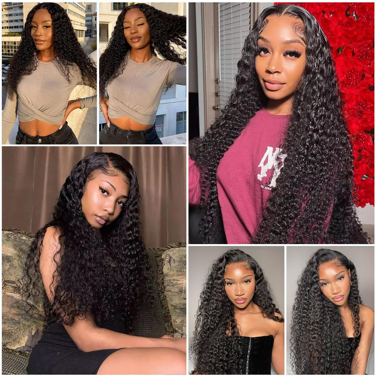 13x6 Deep Wave Lace Front Wigs Human Hair 200 Density HD Transparent Deep Curly Lace Front Wig Human Hair Lace Frontal Wigs for Women Pre Plucked Natural Black (Black, 26 inch)