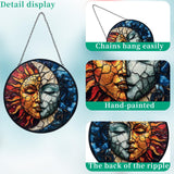 Sun and Moon Decor Suncatcher Stained Glass Window Hanging - Handmade Stained Glass Suncatchers Hanging Decoration with Metal Chain - Outdoor Garden Decor Gift for Women Christmas Thanksgiving Gifts