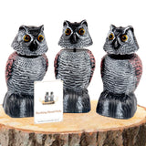 BobbleHead Owl Decoys Sculpture to Scare Birds Away, 3-Pack 8.3" Fake Owl Plastic Scarecrow Bird Deterrent, Natural Enemy Repellent, Garden Decor Statues for outside, Patio, Lawn, Yard Decoration