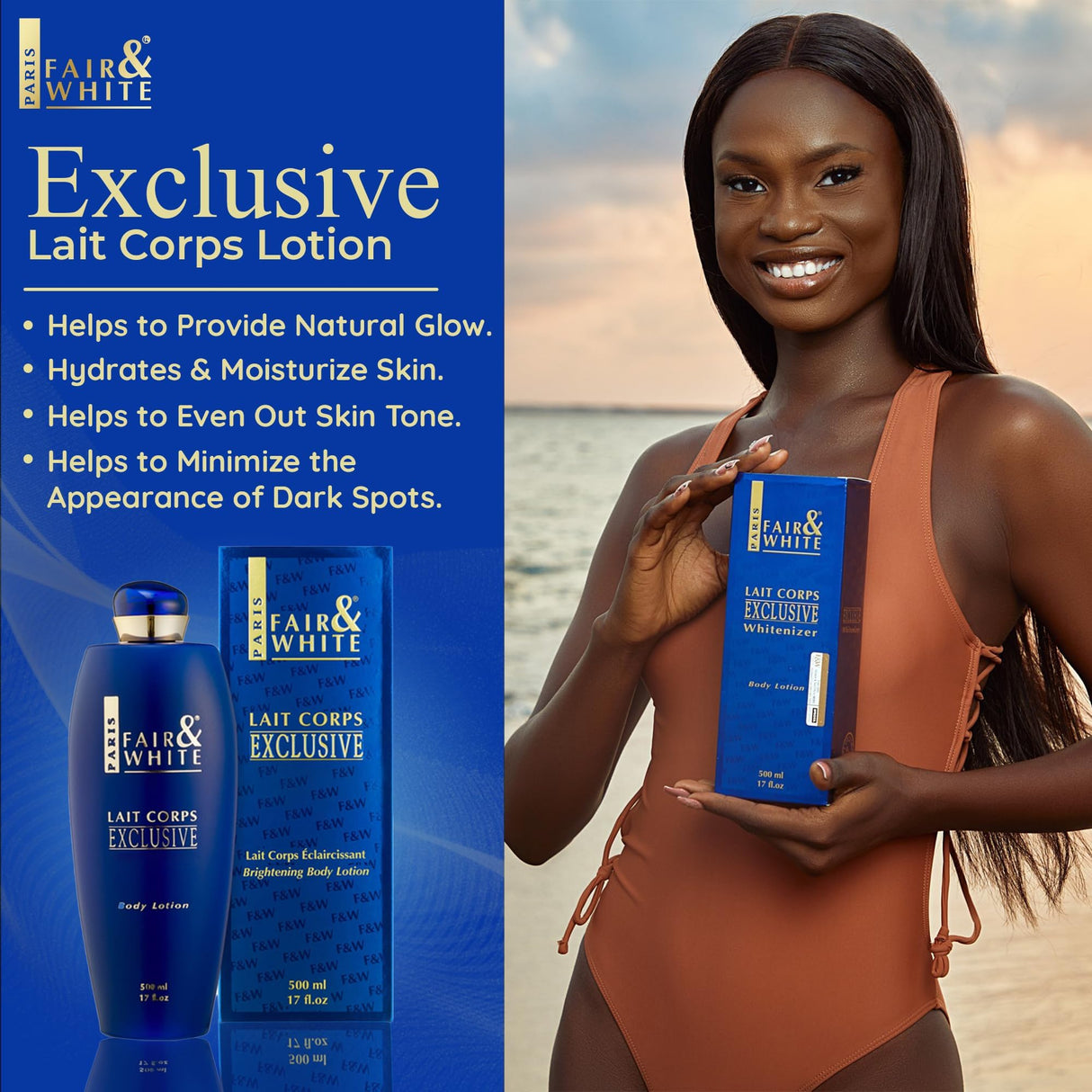 FAIR & WHITE Lait Corps Exclusive Body Lotion - 17 Fl oz / 500 ml