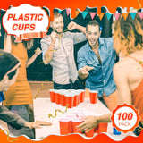 100 Pack 16 Ounce Halloween Plastic Party Cups Disposable Heavy Duty Drinking Water Cups for Holiday Christmas Festival Wedding New Year Party Supplies(Orange)