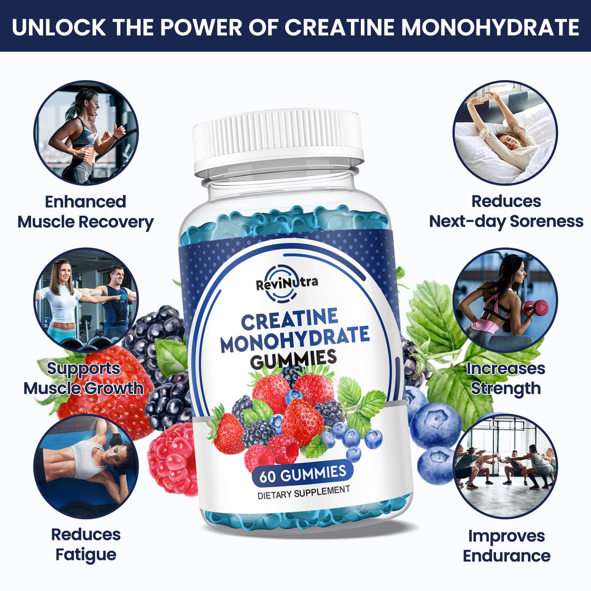 Creatine Chewable Gummies - 2000mg Creatine Monohydrate Tablet Chews, Easy Digesting, Fast Absorbing Chews for Men and Women, Build Muscle, Improve Recovery, Strength, and Endurance 60Count