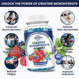 Creatine Chewable Gummies - 2000mg Creatine Monohydrate Tablet Chews, Easy Digesting, Fast Absorbing Chews for Men and Women, Build Muscle, Improve Recovery, Strength, and Endurance 60Count