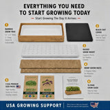 Organic Self-Watering Microgreens Growing Kit – Reusable Indoor Grow Tray with Organic Seeds, Grow Mats & Bamboo Frame – Easy No-Soil Microgreens Starter Kit (Broccoli & Salad Mix)