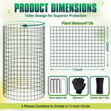 12 Pack 17" x 12" Tall Round Plant Cage - 36PCS Plant Support Cage Metal Wire Mesh Plant Protector for Outdoor Gardening Supplies Garden Protection Rabbits Chickens Ducks for Vegetables Flowers Shrubs