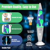 JAMBO 2 Pack- 16" Beautiful Lamp- Blue with Yellow/Green Wax and Purple with Pink Wax, Relaxing Liquid Lamp, Night Light Nightlight, Lamps for Adults Teens Kid