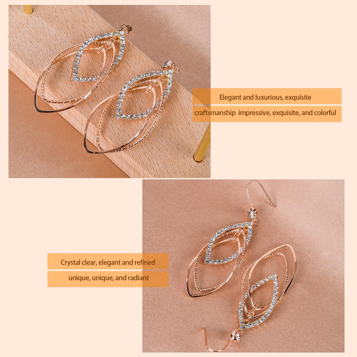 14K Gold 925 Silver Hoop Hypoallergenic Teardrop Dangle Earrings for Women