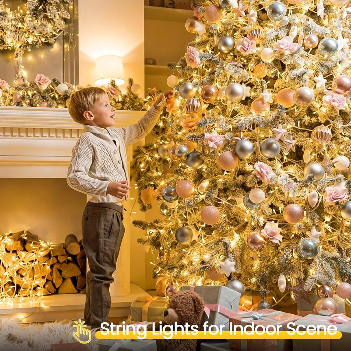 4 Pack Christmas String Lights Battery Operated with Timer, 132FT 400 LED Waterproof Twinkle Lights, 8 Modes Fairy Light for Indoor and Outdoor Bedroom Garland Tree Christmas Decorations (Warm White)