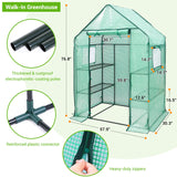 Ohuhu Greenhouse for Outdoors with Mesh Side Windows, 3 Tiers 4 Shelves Small Walk-In Green House Plant Stands Plastic PE Cover Outside Portable Warm House for Seedling Flowers Growing, 4.8x2.5x6.4 FT