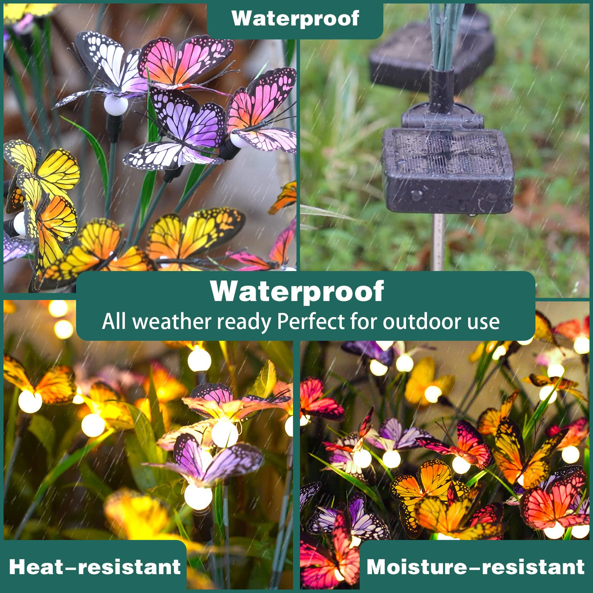 TONULAX Solar Garden Lights - 4 Pack Swaying Butterfly Light, Swaying in The Wind, Solar Outdoor Lights, Yard Patio Pathway Decoration, High Flexibility Iron Wire & Realistic Butterflies(4 Pack)