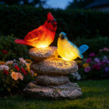Ovewios Solar Garden Statues Outdoor Decor, Garden Sculptures Stones Statue Novelty Birds Figurine Decoration for Patio Yard Porch Art Home Decor