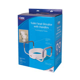 Carex 3.5 Inch Raised Toilet Seat with Handles - For Elongated Toilets, Toilet Seat Riser with Removable Padded Handles, Elevated Toilet Seat, Support 250lbs, White