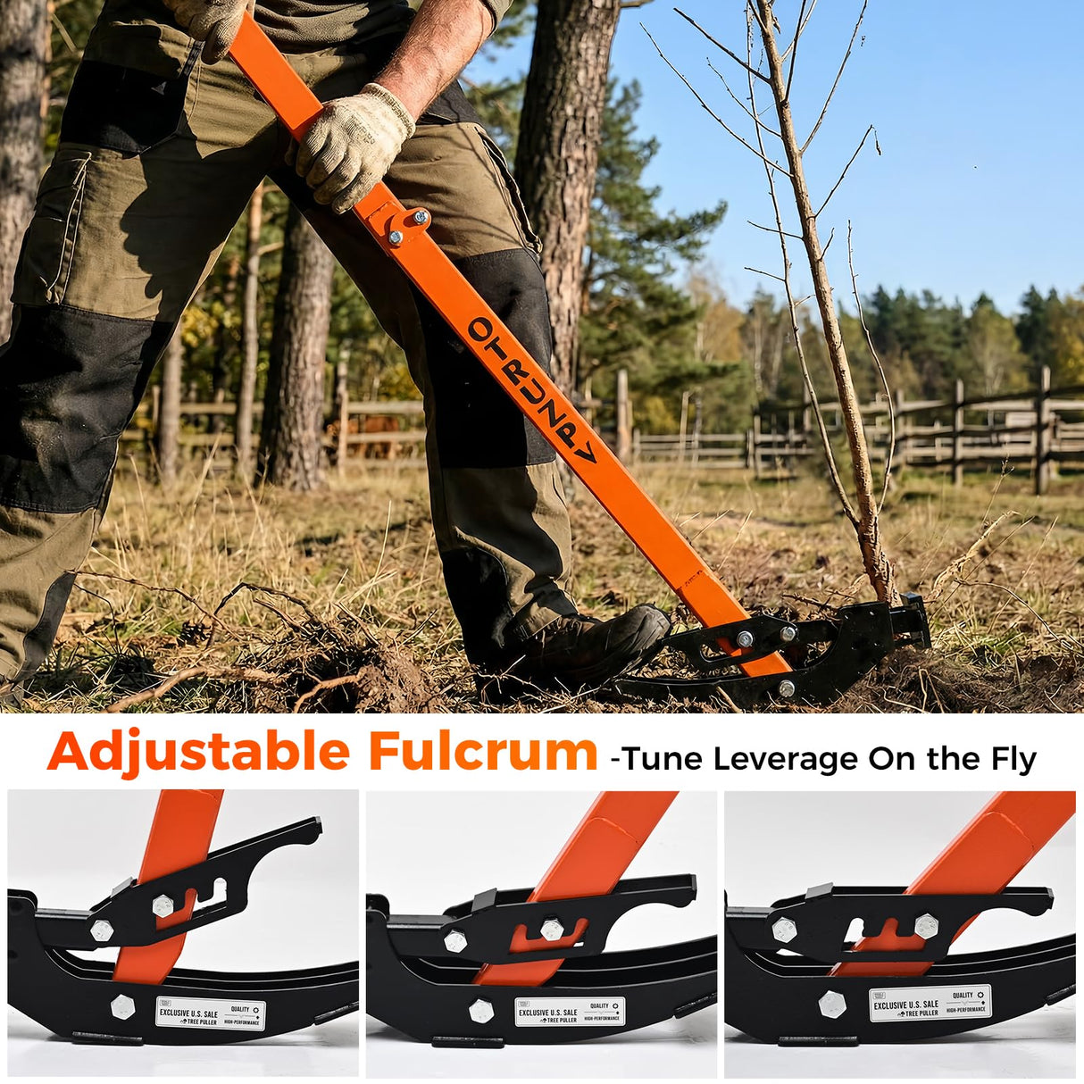 OTRUZPV Heavy-Duty Sapling Puller Tool, High-Leverage Tree Puller for 1/4" to 2" Roots, Manual Root Remover for Shrubs, Vines and Thorns, Effort-Saving Weed Puller for Garden, Farm and Landscaping