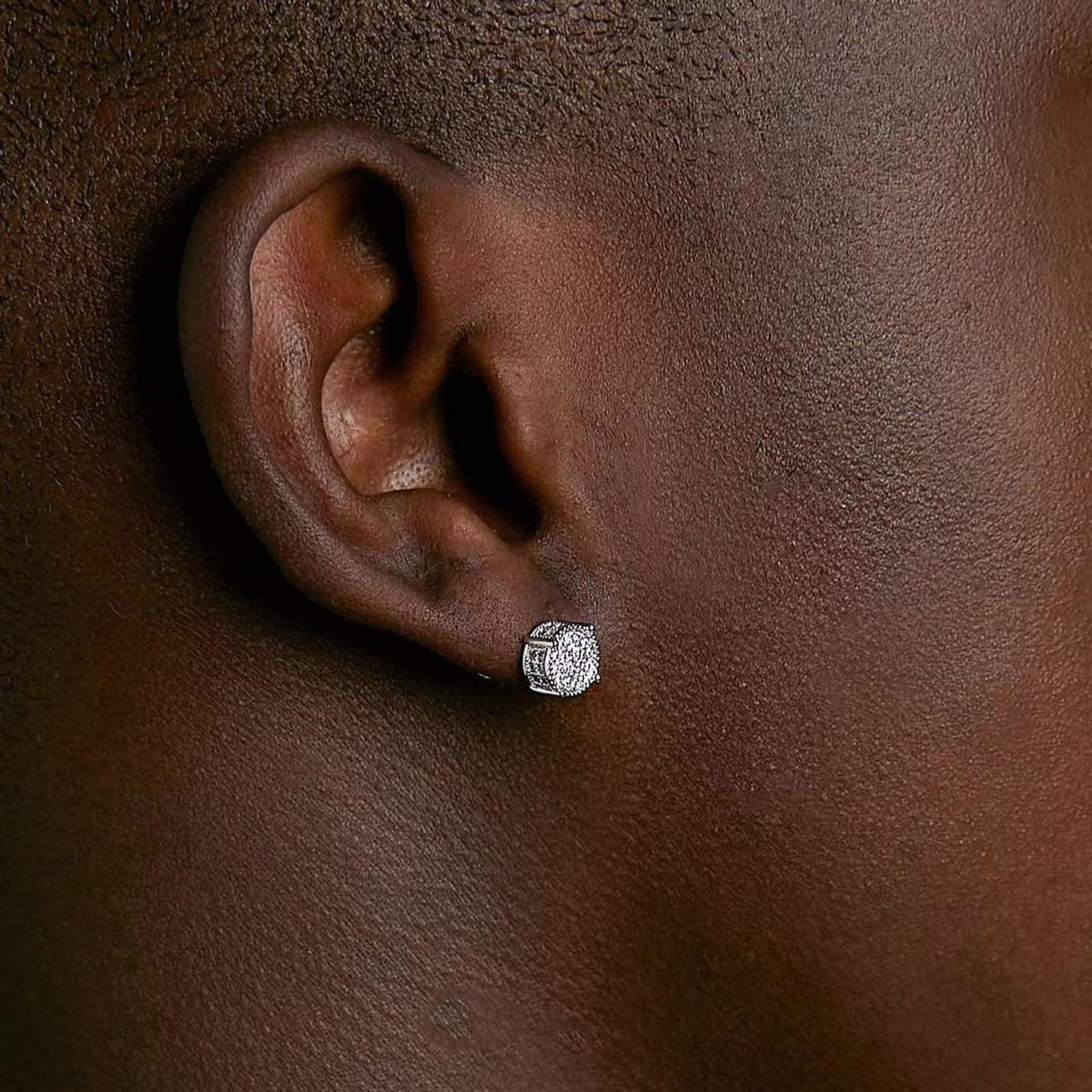 Stud Earrings for Men,18K White Gold Plated Round Square Cubic Zirconia Hypoallergenic Studs Earrings Set for Women (3 Pairs-A+B+C Silver)