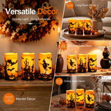Homemory Halloween Waterproof Flameless LED Pillar Candle with Timer Remote