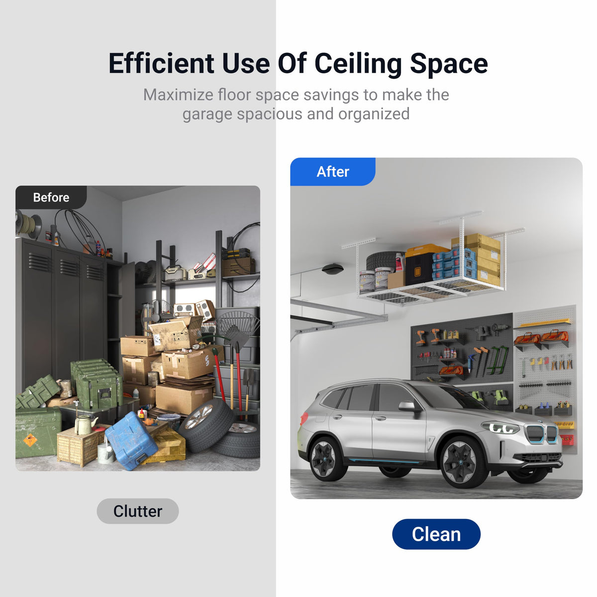 Adjustable Ceiling Rack FLEXIMOUNTS 3x6 Overhead Garage Storage Adjustable Ceiling Rack 72