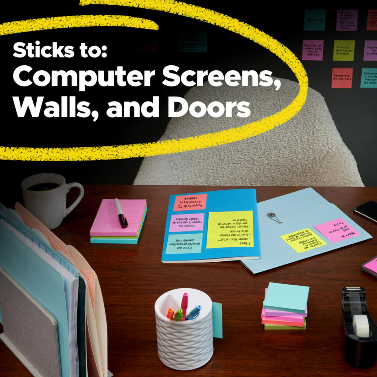 Post-it Super Sticky Notes, 3 x 3 in, Supernova Neons, 24 Pads