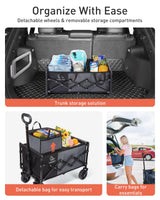 TOURIT Foldable Collapsible Wagon with All Terrain Wheels, Heavy Duty Portable Cart for Camping Beach Shopping, 330 lbs Capacity Utility Cart, Black