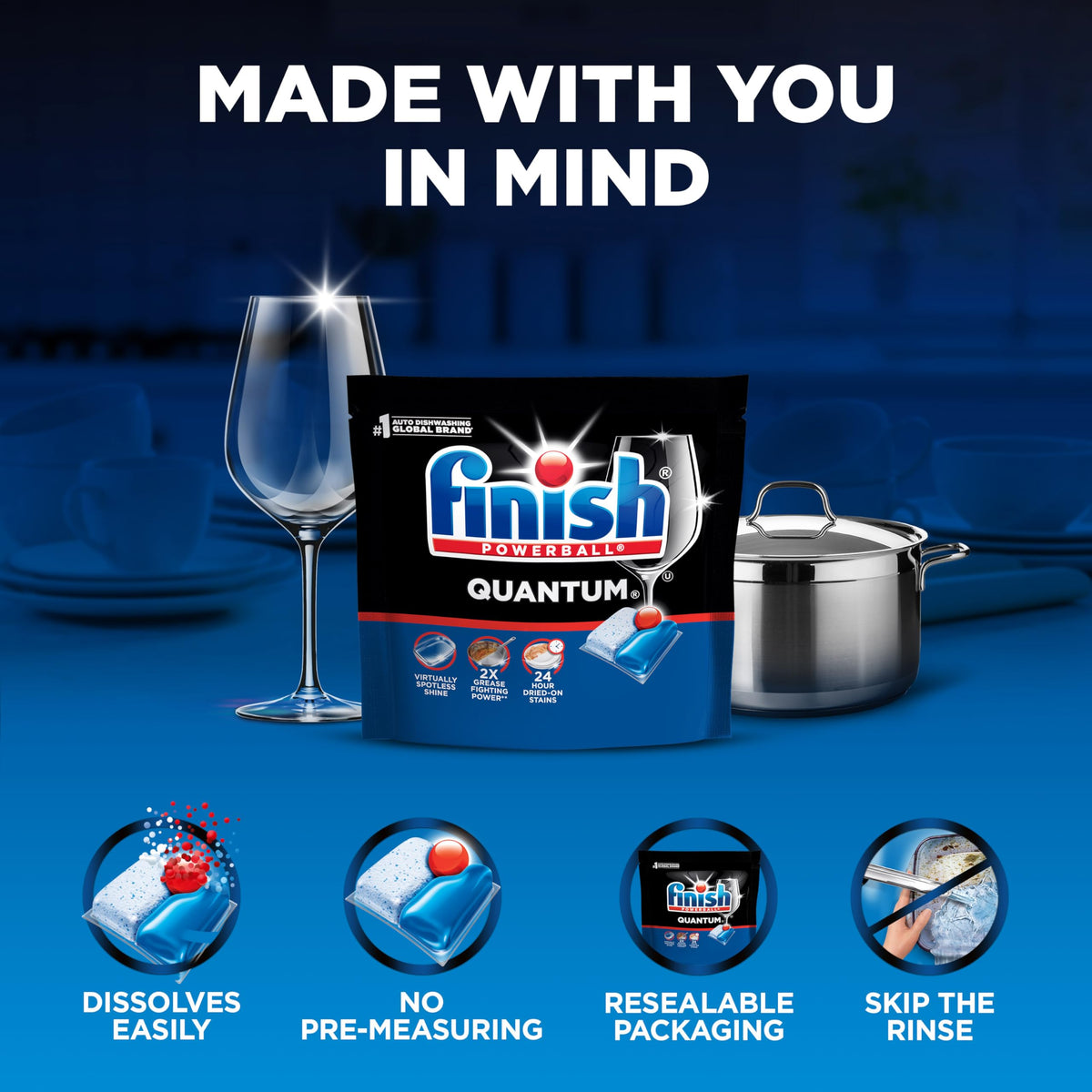 Finish Quantum Dishwasher Pods, Dish Detergent, Fresh Scent, 100ct