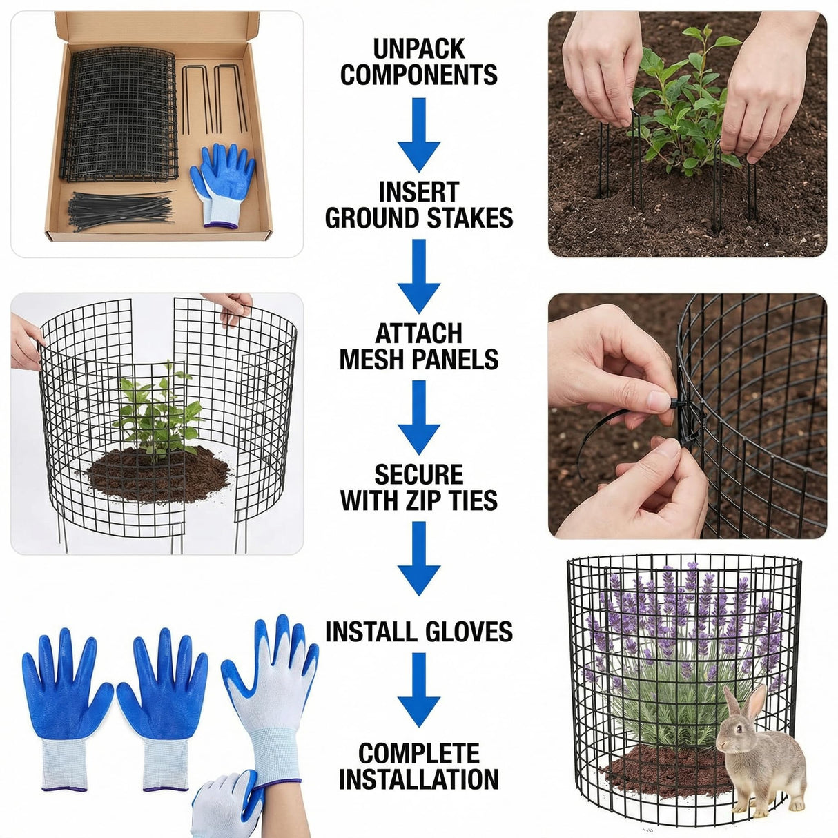 3Pack Plant Protector from Animals, 9pcs Wire Plant Protectors Metal Mesh Plant Cages, 11.8 x 15.7 Inch Outdoor Plant Guards for Rabbits Chicken Squirrels and Garden Protection