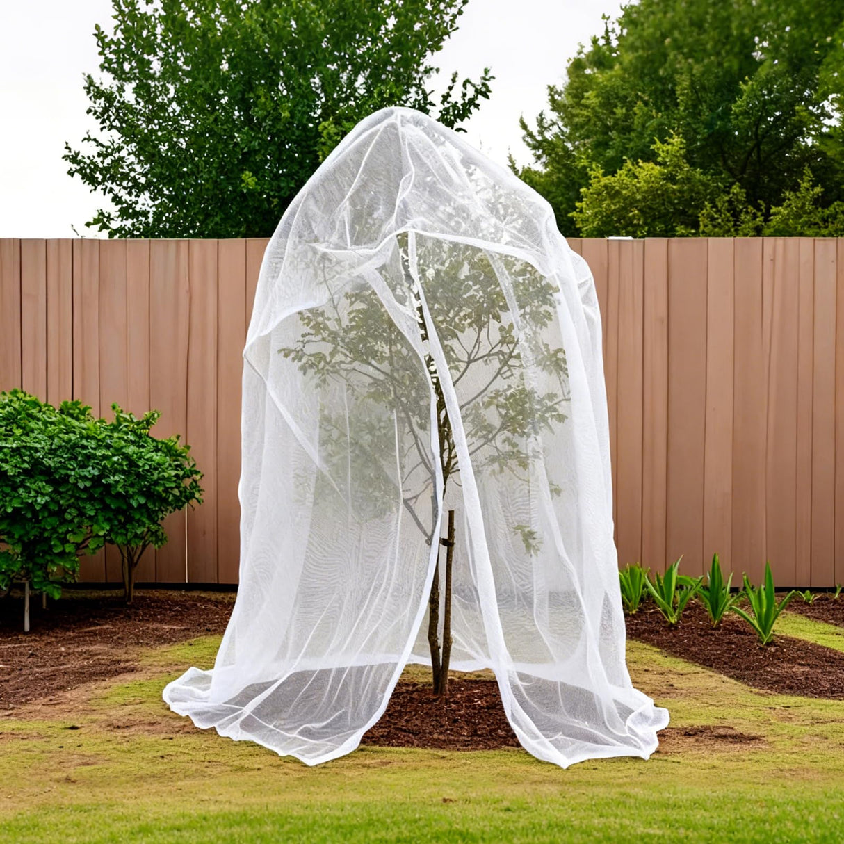 6.5x6.5x6.5Ft Fruit Tree Netting Cover Zipper Drawstring Garden Pest Mesh