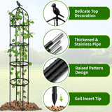 6FT Garden Obelisk Trellis for Climbing Plants,Adjustable 4-Tier Metal Plant Support,Rustproof Outdoor Plant Tower with 3 Decorative Tops for Roses,Tomatoes,Clematis & Vines,Black