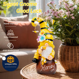 twinbling Birthday Gifts from Daughter Son - 13" Garden Solar Spring Gnomes Statues Outdoor Spring Decor with LED Lighted Bee and Flowers Funny Garden Sculpture for Patio Yard Lawn Decorations Gifts