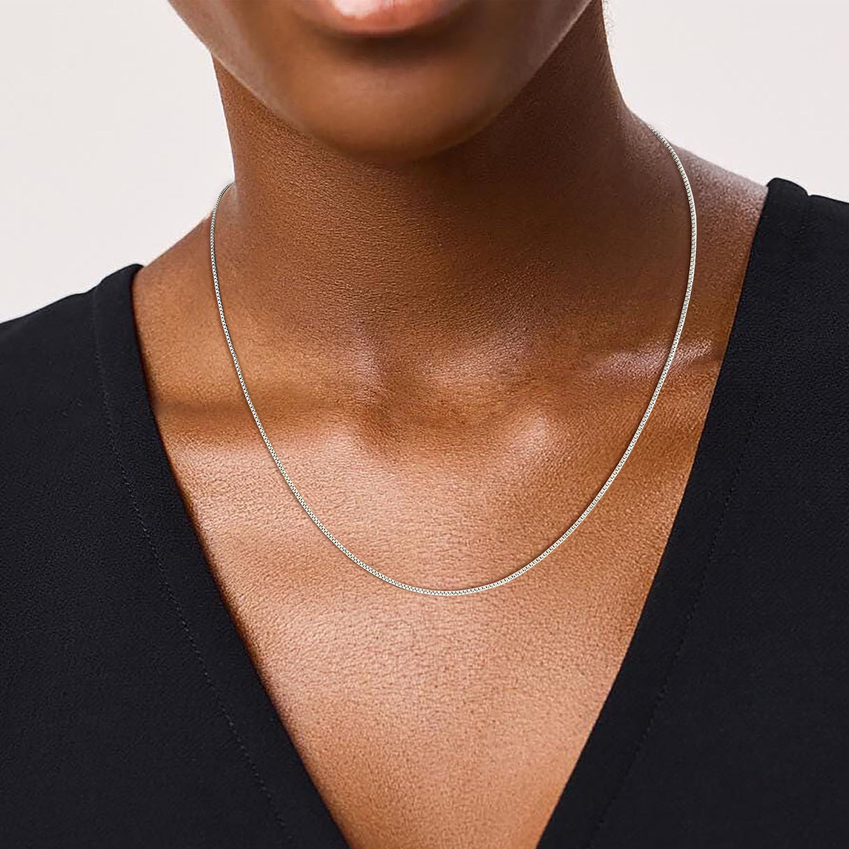 Goldegg 925 Sterling Silver Chain for Women, Diamond Cut 1mm Box Chain