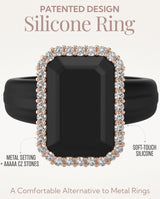 Rinfit Emerald Silicone Ring with CZ Stones for Women - Pack A, Size 7