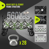 HIKEMOON 48'' Extra Large Collapsible Wagon with Big Wheels, 300L Black