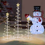 JOIEDOMI 3 Pack Spiral Christmas Tree Lights, 218 LED Outdoor Lighted Tree with Star Topper & Stakes, Christmas Decorations for Yard Porch Patio Garden Holiday Xmas Eve Night Décor, Warm White
