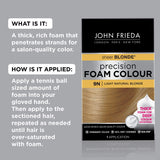 John Frieda Precision Foam Colour, Light Natural Blonde 9N, Full-Coverage Hair Color Kit, Anti-Fade Gray Coverage, Deep Color Saturation Hair Dye, 1 Application