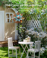 Cyan Oasis Copper Wind Spinners Outdoor 74 Inches with Solar LED Light, Kinetic Dual Wind Sculptures & Spinners for Yard Lawn Garden Decor, Large Metal Clearance Windmill with Bronze Leaf