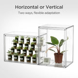 HBlife Mini Greenhouse for Indoor, Clear Stackable Green House with Magnetic Door & Adjustable Drainage Dividers, Tabletop Portable Greenhouse for Small Plants Nursery Germination and Display, 1 Pack