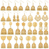 Nosiny 16 Pairs Jhumka Indian Earrings for Women Bell Dangle,Gold