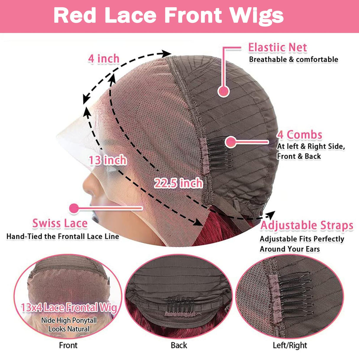 99j Burgundy Lace Front Wigs Human Hair 13x4 Body Wave Lace Front Wigs Human Hair Pre Plucked Glueless Red Wig Wine Red Lace Front Wigs Human Hair Wigs for Women 180 Density 26 Inch