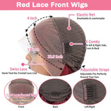 99j Burgundy Lace Front Wigs Human Hair 13x4 Body Wave Lace Front Wigs Human Hair Pre Plucked Glueless Red Wig Wine Red Lace Front Wigs Human Hair Wigs for Women 180 Density 26 Inch