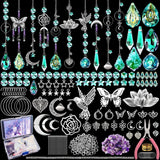 WASTROYAL 10 Sets DIY Suncatchers 420pcs Sun Catchers Making Supplies Kit Crafts for Adults Hanging Prism Sun Catcher with Crystals for Indoor Window Home Wedding Garden Spring Decor (Hummingbird)