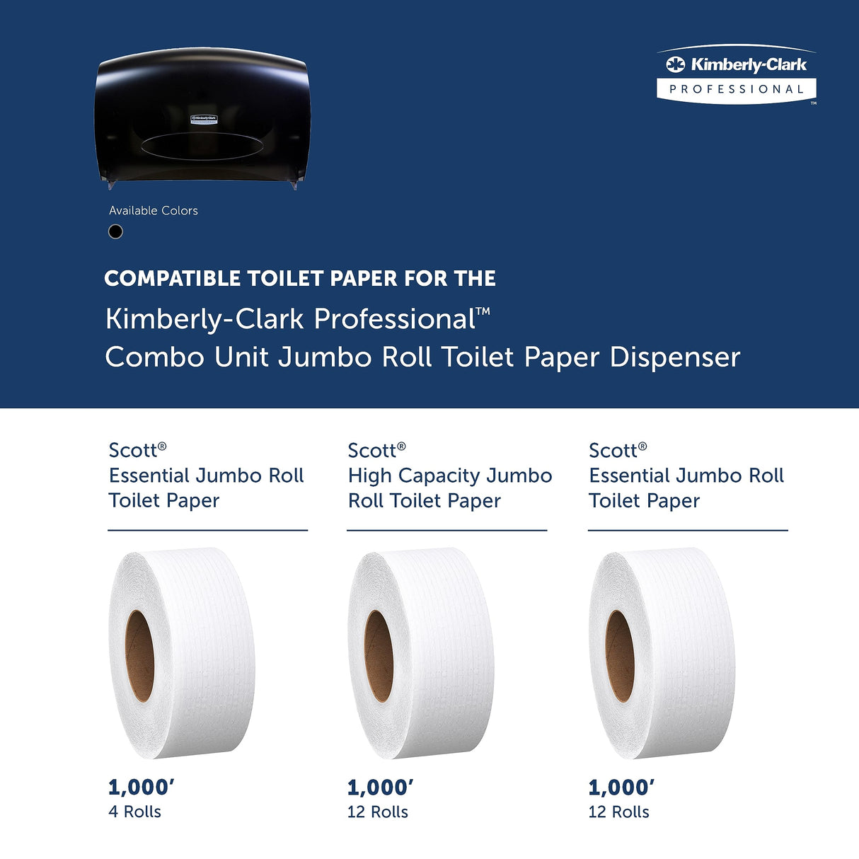 Kimberly Clark Professional Combo Unit Toilet Paper Dispenser (09551), Cored Standard Roll Compatible, Smoke (Black), 13.1" x 20.4" x 5.8", 1 / Case