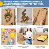 36" x 3600" (300') Brown Kraft Paper Roll, Gift Wrapping Paper for Craft Bulletin Board Art Decorative Paper Roll Christmas Bouquet Flower Table Covering Packing Shipping Moving Supplies 70GSM 50LB