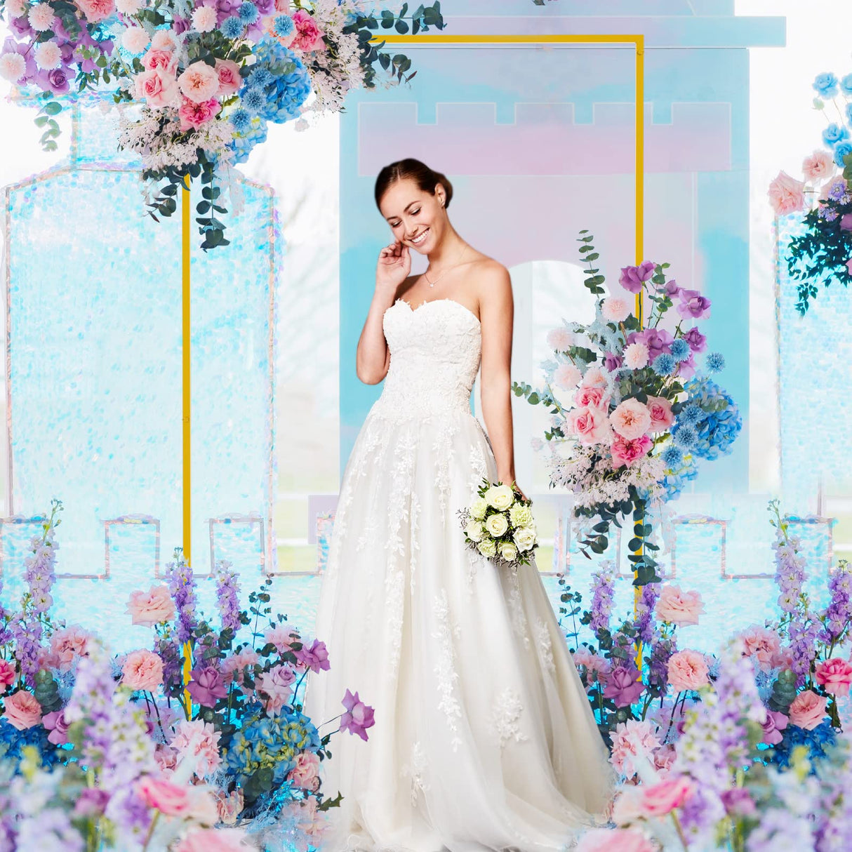 Wokceer Wedding Arch Backdrop Stand 6.6x4 FT Square Wedding Arches for Ceremony Gold Metal Balloon Arch Frame for Wedding Birthday Party Garden Arbor Anniversary Event Christmas Decor