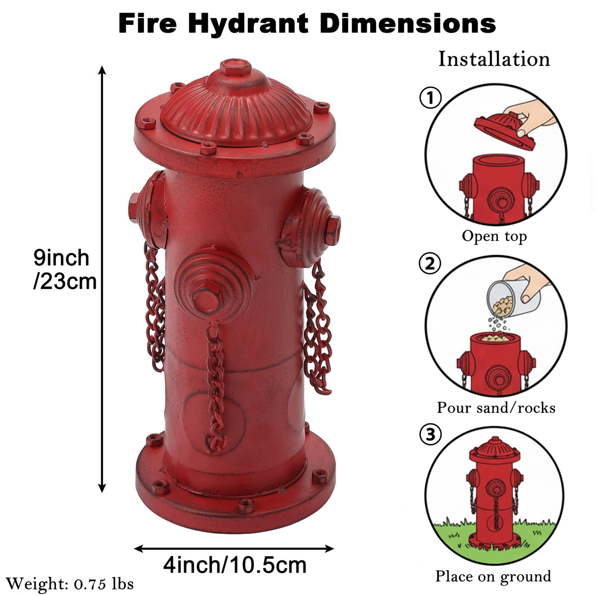 YiLifebes Small Dog Fire Hydrant Pee Post, 9" H Metal Fake Fire Hydrant for Dogs to Pee On, Indoor Training & Outdoor Garden Statue