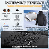 CHANGEOWN Heated Jackets for Women & Men, Dual-Control 15 Heating Zones Unisex Heating Jacket Coat with Battery, 3 Heating Levels Windproof & Waterproof Heating Jacket for Winter Outdoor, Medium
