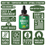 Peak Performance USDA Organic Burdock Root Liquid Drops Supplement. Vegan Extract Tincture for Women and Men. Organic Burdock Root Oil Herb. Zero Sugar, Gluten Free Supplements