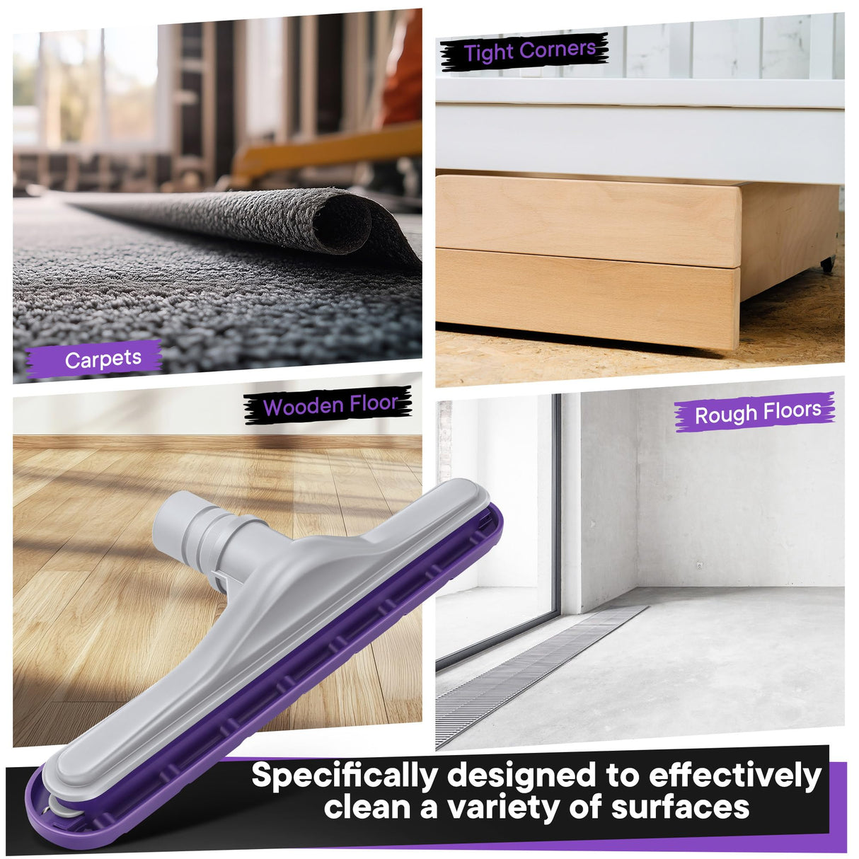 HappyAlley Replacement Floor Tool Compatible with ProTeam 101446 E-Z Glide Backpack Vacuum,Compatible with Hoover C2401, 14" Multi-Surface Brush for Commercial Cleaner (1 Pack,Nylon Brush)
