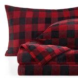BEDELITE Flannel Sheets Queen Size Bed Set, Luxury Red and Black Plaid Christmas Bedding Set, Super Soft & Warm Fuzzy Fleece Sheets 4 Piece(Include Fitted Sheet, Flat Sheet, 2 Pillowcases)